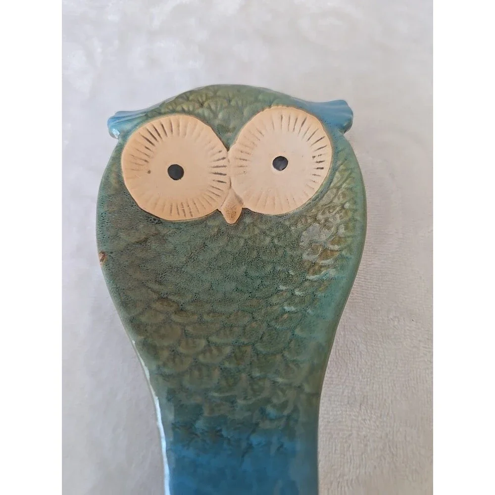Owl Shaped Spoon Rest Meritage Ceramic Kitchen Cooking Gift